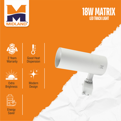 MIDLAND 18W MATRIX COB SERIES LED TRACK LIGHT | WHITE