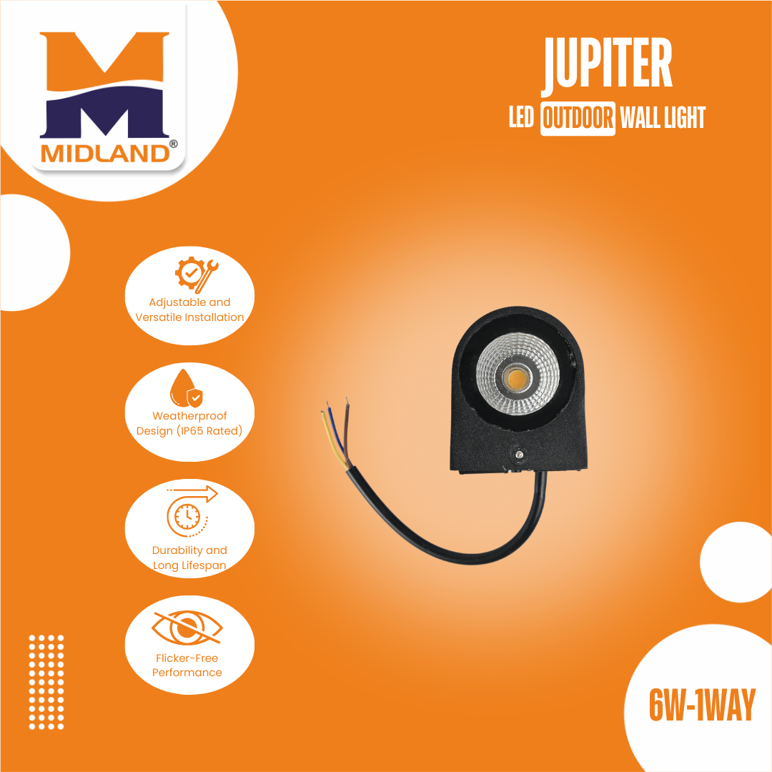 MIDLAND 6W-1WAY JUPITER OUTDOOR LED WALL LIGHT