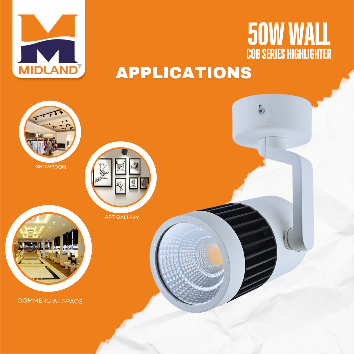 MIDLAND 50W WALL COB SERIES HIGHLIGHTER LED LIGHT