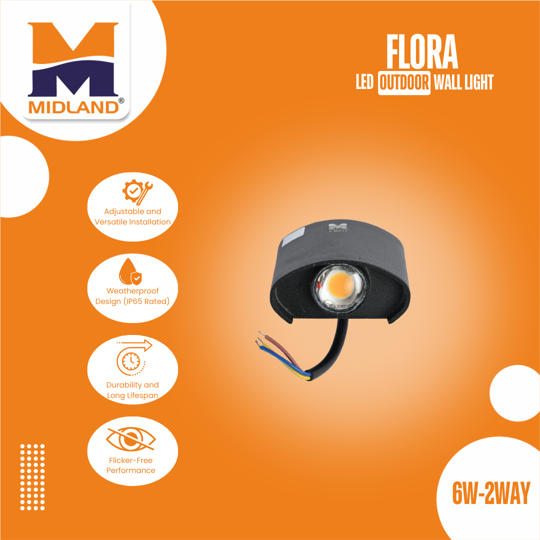 MIDLAND 6W-2WAY FLORA OUTDOOR LED WALL LIGHT