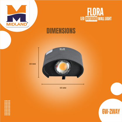 MIDLAND 6W-2WAY FLORA OUTDOOR LED WALL LIGHT