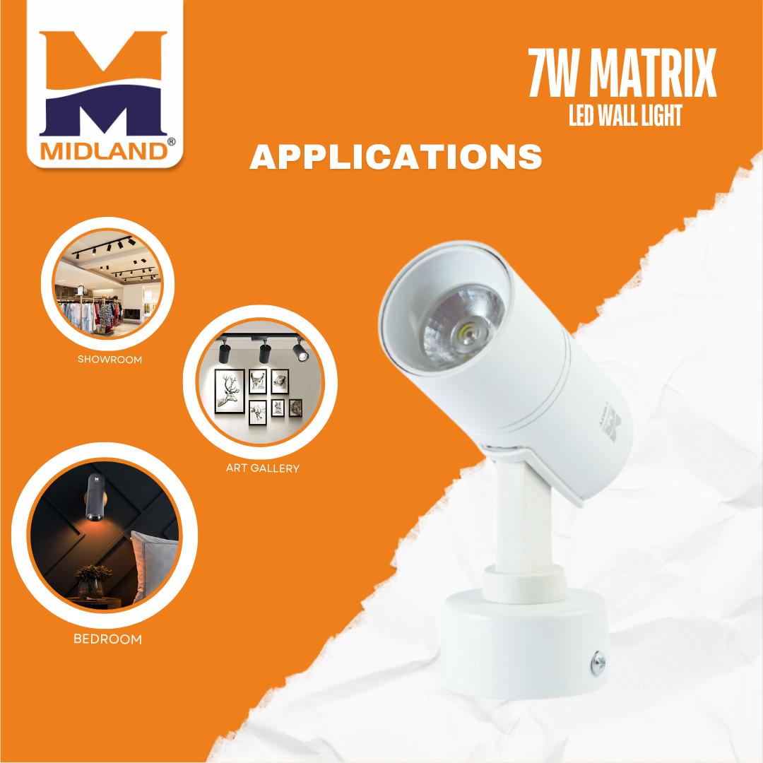 MIDLAND 7W MATRIX COB SERIES LED WALL LIGHT | WHITE