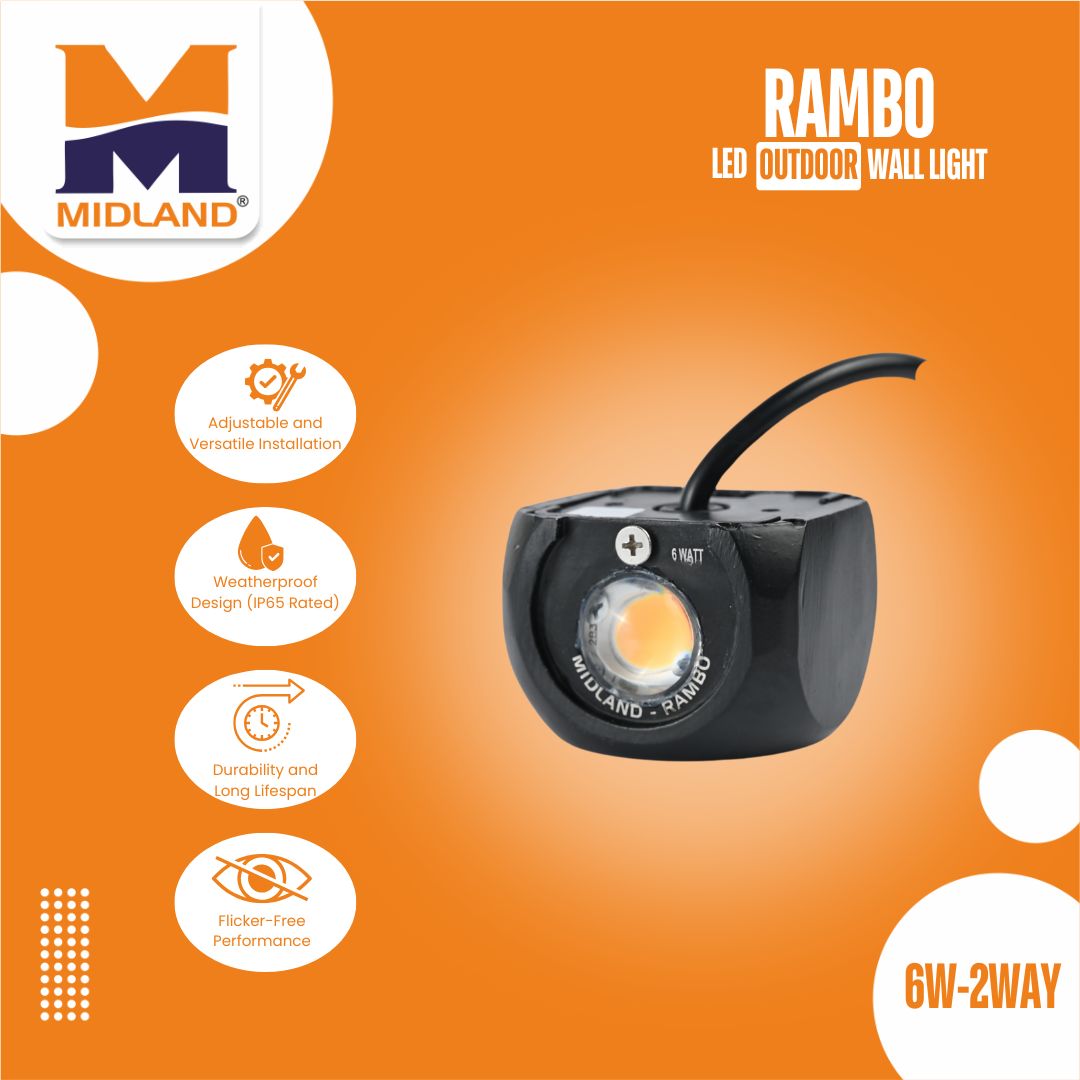 MIDLAND 6W-2WAY RAMBO OUTDOOR LED WALL LIGHT