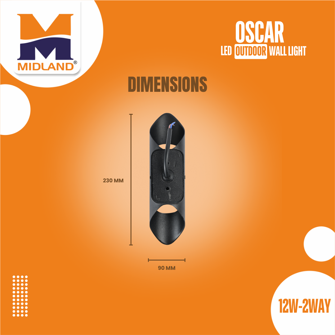 MIDLAND 12W-2WAY OSCAR OUTDOOR LED WALL LIGHT