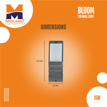 MIDLAND 15W BULKHEAD BLOOM LED WALL LIGHT