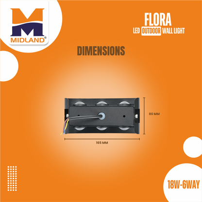 MIDLAND 18W-6WAY FLORA OUTDOOR LED WALL LIGHT