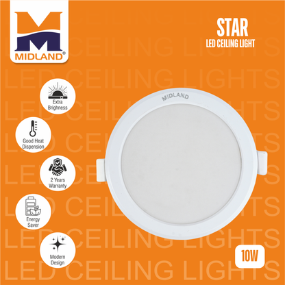 MIDLAND 10W STAR 3 IN 1 LED ROUND CEILING LIGHT