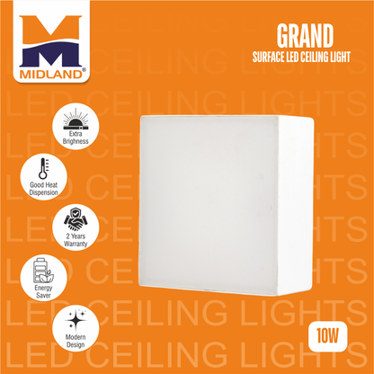 MIDLAND 10W GRAND SURFACE LED SQUARE CEILING LIGHT