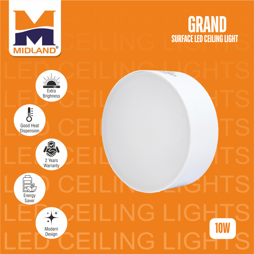 MIDLAND 10W GRAND SURFACE LED ROUND CEILING LIGHT