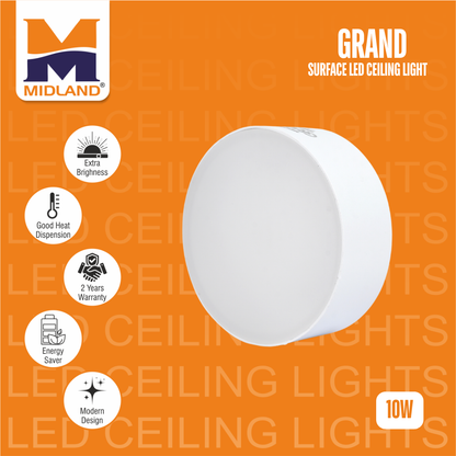 MIDLAND 10W GRAND SURFACE LED ROUND CEILING LIGHT