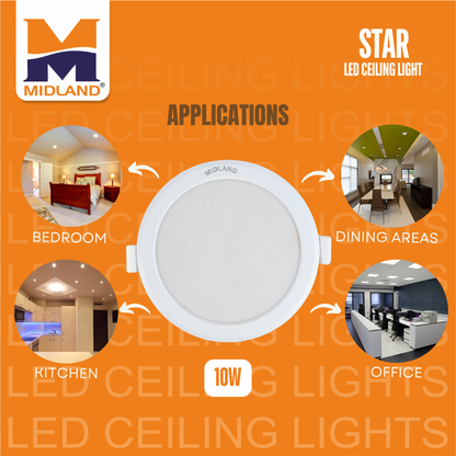 MIDLAND 10W STAR LED ROUND CEILING LIGHT