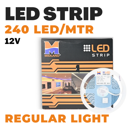 LED STRIP LIGHT 12V 240 LED PER METER (5 METER/ ROLL) *Additionally Required 10 AMP LED DRIVER ((SMPS)) to light up 5Meter Strip light* 10MM WIDTH