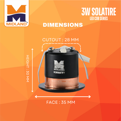 MIDLAND 3W SOLITAIRE LED COB SERIES LIGHT | BLACK-ROSE GOLD