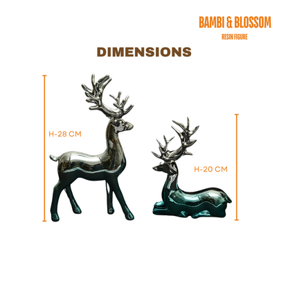 MIDLAND BAMBI & BLOSSOM DEER FIGURES FOR SHOWCASING | BLUE-SILVER