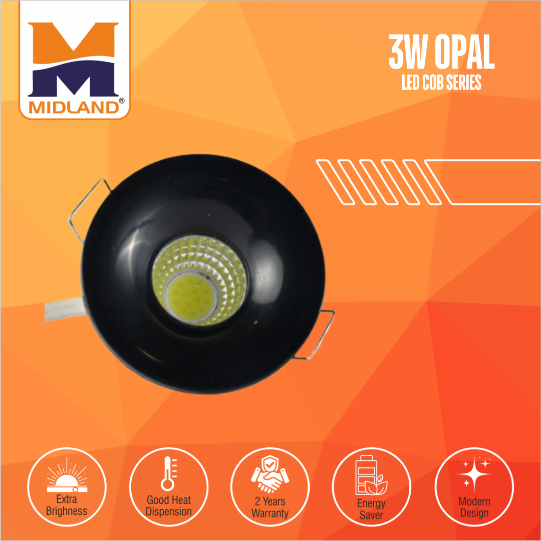 MIDLAND 3W OPAL LED COB SERIES LIGHT | BLACK