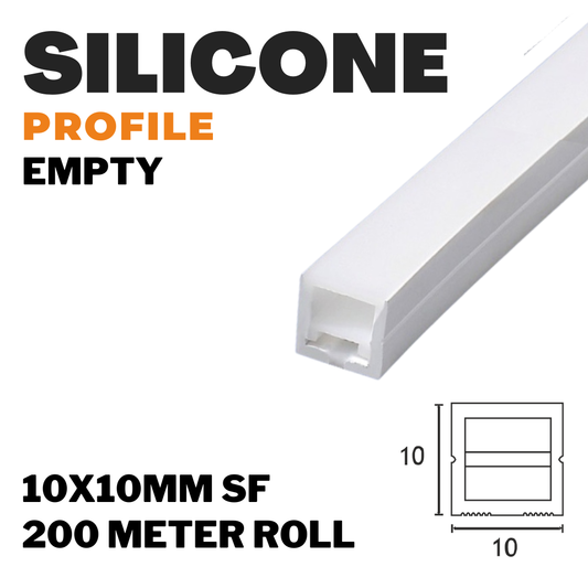FLEXIBLE SILICONE PROFILE EMPTY 10x10 SF / 200 METER ROLL *Empty profile only – buy LED strip & Driver separately and install manually* *LED STRIP WIDTH SLOT : UPTO 6MM*