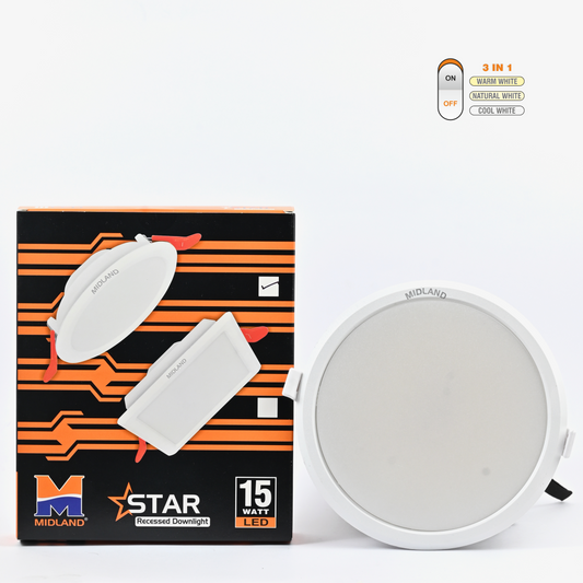 MIDLAND 15W STAR 3 IN 1 LED ROUND CEILING LIGHT
