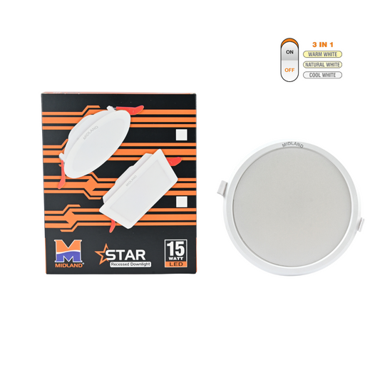 MIDLAND 15W STAR 3 IN 1 LED ROUND CEILING LIGHT